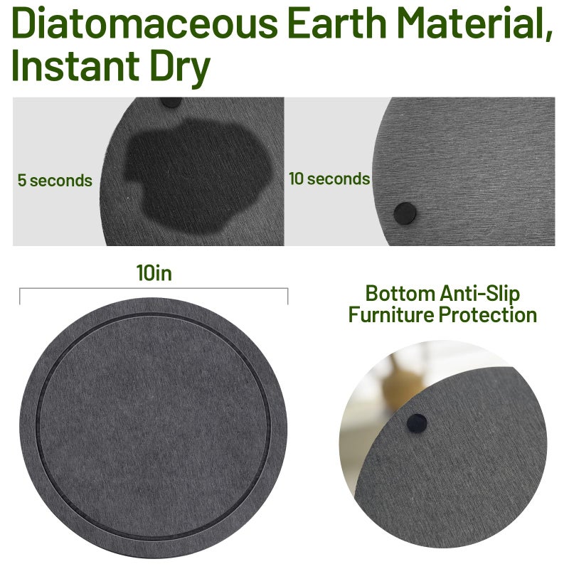 MUDEELA Diatomaceous Earth Plant Saucers for Indoor & Outdoor, 3 Pack of 10 Inches Round Plant Tray Plant Dish Pant Plate to Catch Water for Flower and Plant Pot, Instant Drying Stone Drainage Tray - Image 2